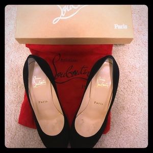 Black suede Christian Louboutin wedge Sz 36.5